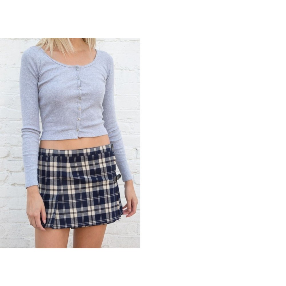 Brandy Melville J. Galt Grey Zelly Cropped Sweater Cardigan Top